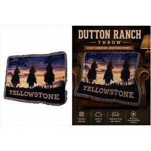 Yellowstone TV Series Dutton Ranch Woven Tapestry Throw Blanket Western 61"x47"
